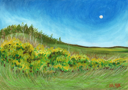 'Gorse Moonrise' Art Print